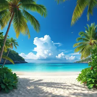 A tropical beach scene with no people