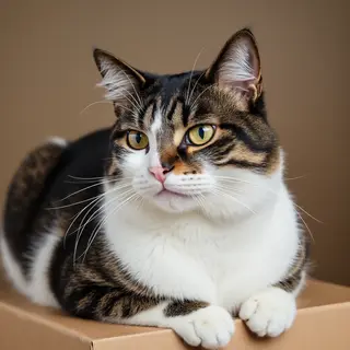 A cat sitting on top of a cardboard box