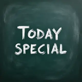 The phrase 'TODAY'S SPECIAL' written in white chalk on a dar