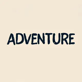 The word 'ADVENTURE' in big bold letters centered on a plain