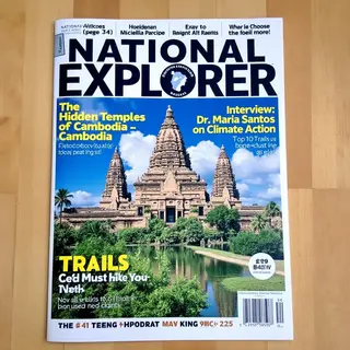 A magazine cover titled 'NATIONAL EXPLORER' with cover lines