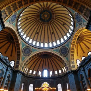 The Hagia Sophia interior showing the massive central dome, 