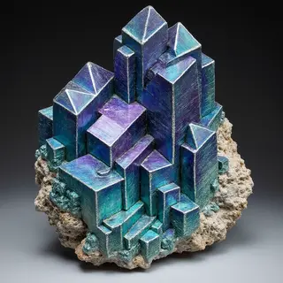 A specimen of bismuth crystal showing accurate iridescent ox