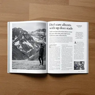 A magazine double-page spread with a left page containing a 