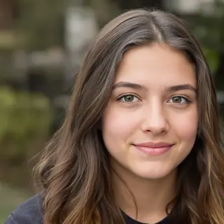 A headshot of a teenager with a relaxed, neutral face
