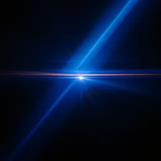 A cinematic frame with blue and orange anamorphic lens flare