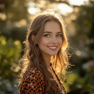 A portrait shot at 85mm f/1.4 with creamy bokeh background, 