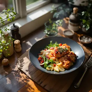 A food photograph shot from above at 35mm f/2.8 with natural