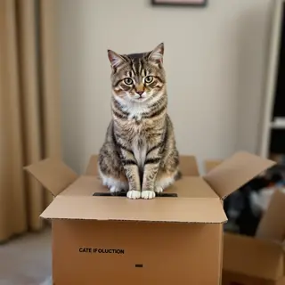 A cat sitting on top of a cardboard box