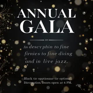 An event banner with headline 'ANNUAL GALA 2025' at the top 
