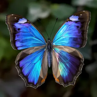 A Morpho menelaus butterfly with accurate iridescent blue do