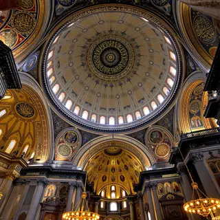 The Hagia Sophia interior showing the massive central dome, 