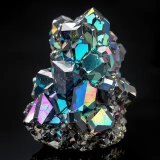 A specimen of bismuth crystal showing accurate iridescent ox