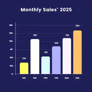 A bar chart showing monthly sales for January through June w