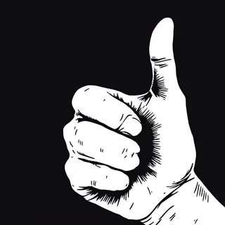 A hand giving a thumbs-up with four fingers curled and thumb