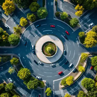An aerial bird's-eye view looking straight down at a traffic