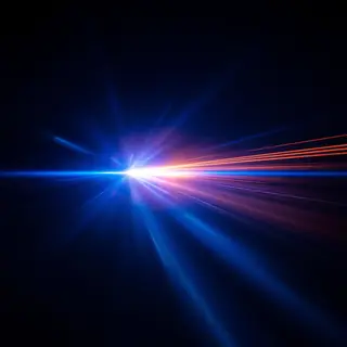 A cinematic frame with blue and orange anamorphic lens flare