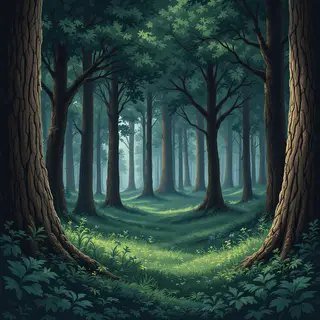 A forest scene where the foliage is precisely #2D5F2D (dark 