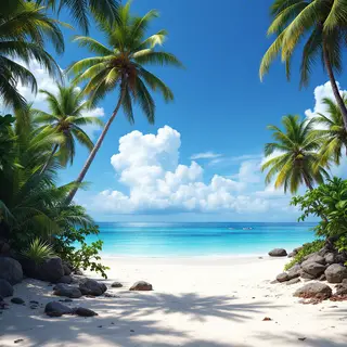 A tropical beach scene with no people