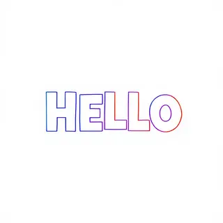 A single large word 'HELLO' centered on a white background