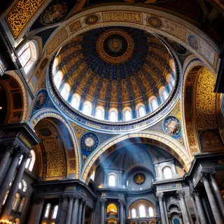 The Hagia Sophia interior showing the massive central dome, 