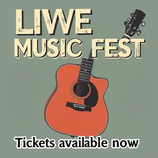 An event poster featuring a guitar illustration, the headlin