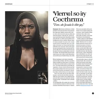 A magazine double-page spread with a left page containing a 