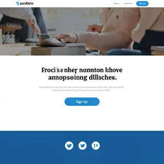 A landing page design with a hero header image at the top, a