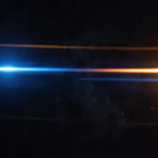 A cinematic frame with blue and orange anamorphic lens flare