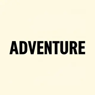 The word 'ADVENTURE' in big bold letters centered on a plain