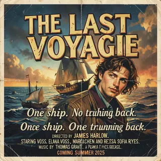 A vintage movie poster for 'THE LAST VOYAGE' featuring a tag