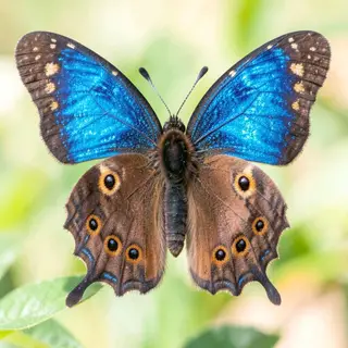 A Morpho menelaus butterfly with accurate iridescent blue do