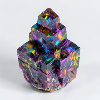 A specimen of bismuth crystal showing accurate iridescent ox