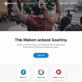 A landing page design with a hero header image at the top, a