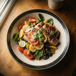 A food photograph shot from above at 35mm f/2.8 with natural