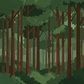 A forest scene where the foliage is precisely #2D5F2D (dark 