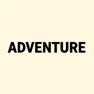 The word 'ADVENTURE' in big bold letters centered on a plain