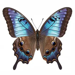 A Morpho menelaus butterfly with accurate iridescent blue do