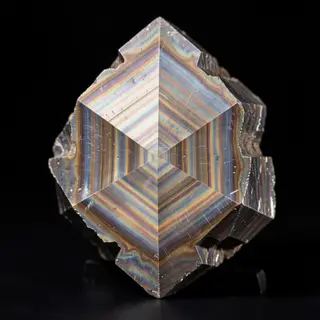 A specimen of bismuth crystal showing accurate iridescent ox