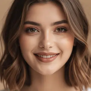 A close-up portrait of a young woman with a warm natural smi