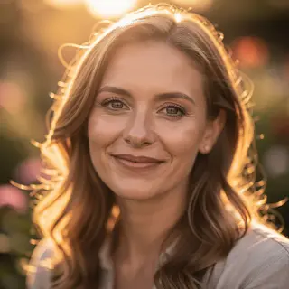 A portrait shot at 85mm f/1.4 with creamy bokeh background, 