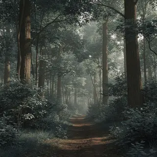 A forest scene where the foliage is precisely #2D5F2D (dark 