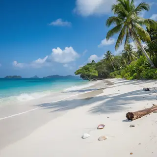 A tropical beach scene with no people