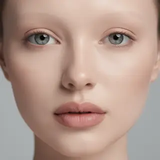 A human face with eyes, nose, and mouth but no eyebrows