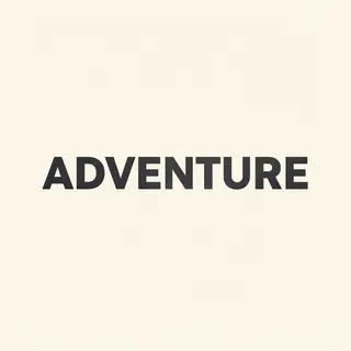 The word 'ADVENTURE' in big bold letters centered on a plain