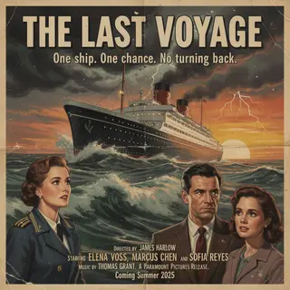 A vintage movie poster for 'THE LAST VOYAGE' featuring a tag