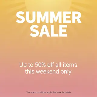 A poster with headline 'SUMMER SALE' in large bold text, bod