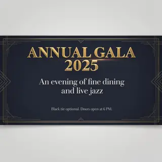 An event banner with headline 'ANNUAL GALA 2025' at the top 