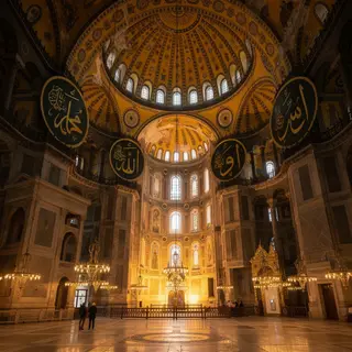 The Hagia Sophia interior showing the massive central dome, 
