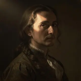A portrait lit with classic Rembrandt lighting — triangle of